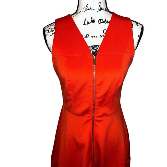 Vince‎ Camuto Orange Sleeveless Full Zip Dress Size 4 Polyester & Spandex Euc - Picture 2 of 11